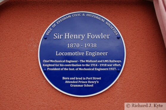 Sir Henry Fowler Plaque, Former Evesham Midland Railway Station